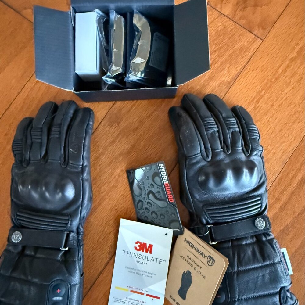 Highway 21 Radiant Gloves, Heated Leather Motorcycle Gauntlets 4 Men,SAVE $100.0